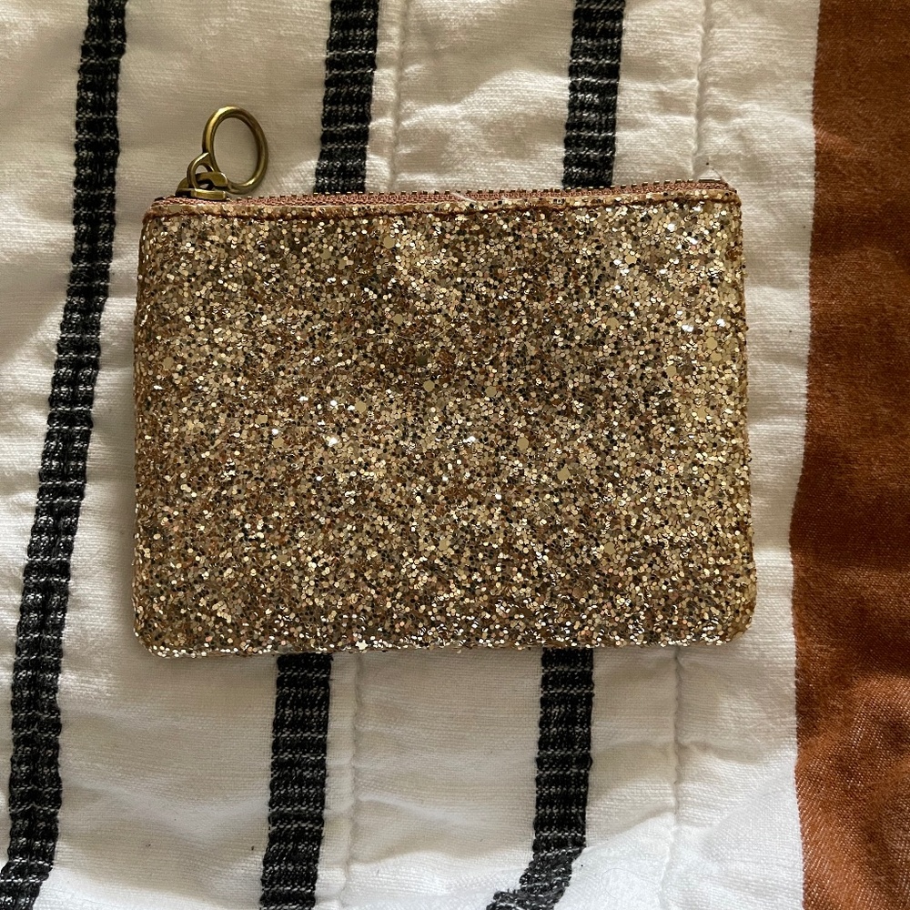 Madewell Glitter Gold Zip Pouch